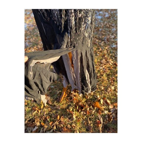 Vtg 90s Y2K Sue Wong Nocturne Gown 100% Silk Dress Beads Mermaid Glam Celestial - Picture 11 of 15